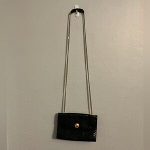 Albert Nipon Vintage Woman’s Black Quilted Leather Crossbody Bag.